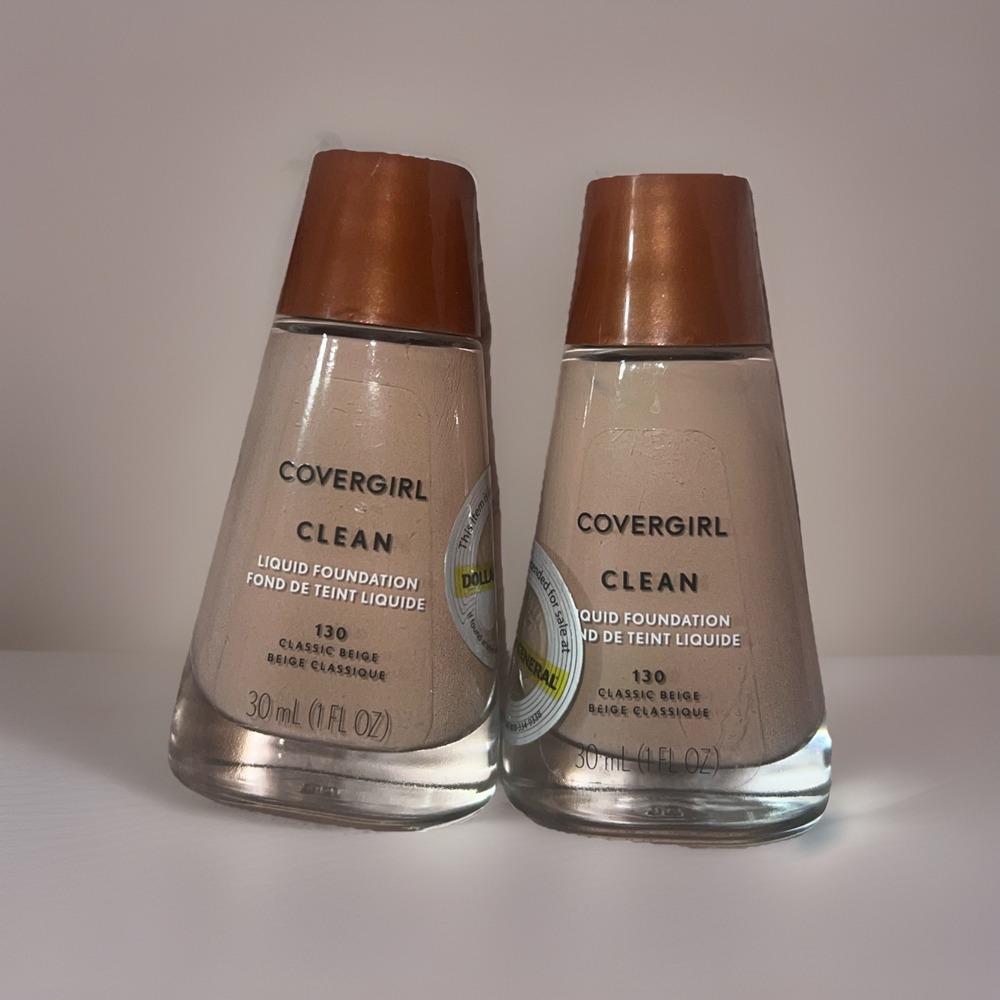 (2 Pack) CoverGirl Clean Liquid Foundation, 130 Classic Beige (1 oz Each) New